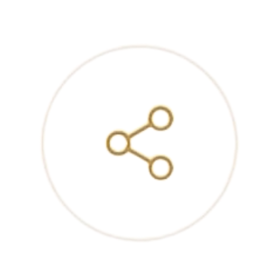Share icon in a circular design on a white background